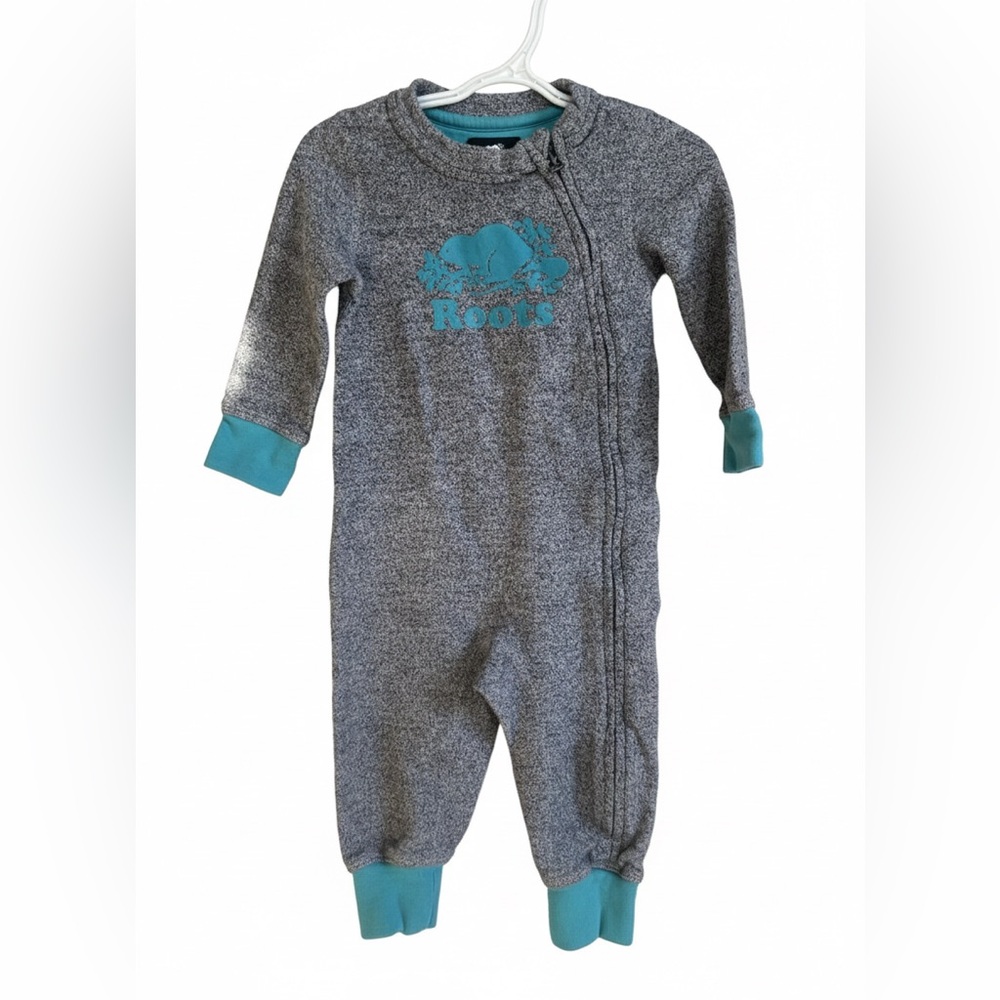 Roots Baby One Piece in Gray and Teal